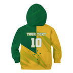 Personalized Australian Jackaroo Lawn Bowls Kid Hoodie Kangaroo Bowler Green Yellow National Spirit Mascot Art