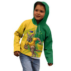 Personalized Australian Jackaroo Lawn Bowls Kid Hoodie Kangaroo Bowler Green Yellow National Spirit Mascot Art