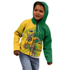 Personalized Australian Jackaroo Lawn Bowls Kid Hoodie Kangaroo Bowler Green Yellow National Spirit Mascot Art