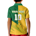 Personalized Australian Jackaroo Lawn Bowls Kid Polo Shirt Kangaroo Bowler Green Yellow National Spirit Mascot Art