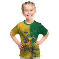 Personalized Australian Jackaroo Lawn Bowls Kid T Shirt Kangaroo Bowler Green Yellow National Spirit Mascot Art