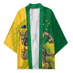 Personalized Australian Jackaroo Lawn Bowls Kimono Kangaroo Bowler Green Yellow National Spirit Mascot Art