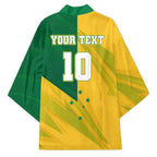 Personalized Australian Jackaroo Lawn Bowls Kimono Kangaroo Bowler Green Yellow National Spirit Mascot Art