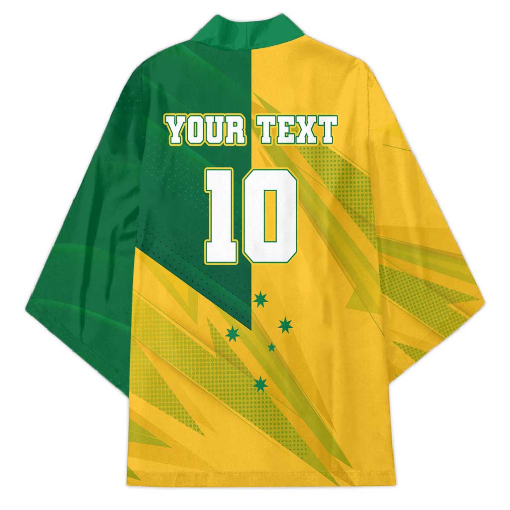 Personalized Australian Jackaroo Lawn Bowls Kimono Kangaroo Bowler Green Yellow National Spirit Mascot Art