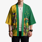 Personalized Australian Jackaroo Lawn Bowls Kimono Kangaroo Bowler Green Yellow National Spirit Mascot Art