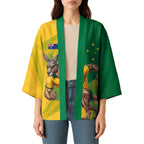 Personalized Australian Jackaroo Lawn Bowls Kimono Kangaroo Bowler Green Yellow National Spirit Mascot Art