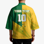 Personalized Australian Jackaroo Lawn Bowls Kimono Kangaroo Bowler Green Yellow National Spirit Mascot Art
