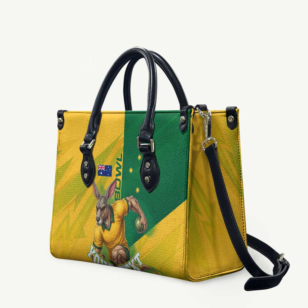 Personalized Australian Jackaroo Lawn Bowls Leather Bag Kangaroo Bowler Green Yellow National Spirit Mascot Art