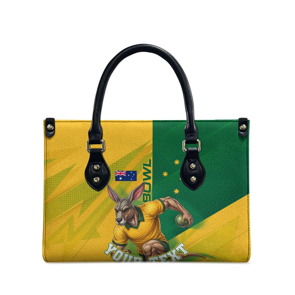 Personalized Australian Jackaroo Lawn Bowls Leather Bag Kangaroo Bowler Green Yellow National Spirit Mascot Art