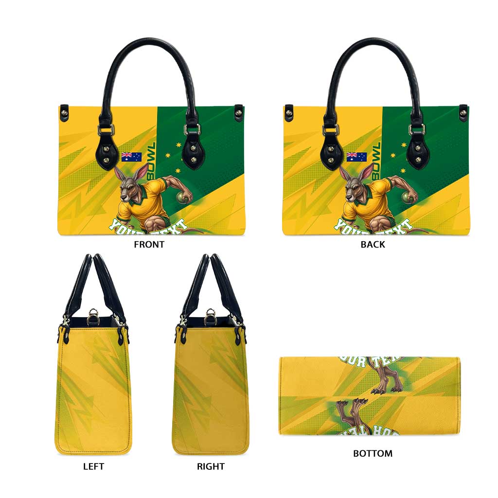 Personalized Australian Jackaroo Lawn Bowls Leather Bag Kangaroo Bowler Green Yellow National Spirit Mascot Art