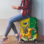 Personalized Australian Jackaroo Lawn Bowls Luggage Cover Kangaroo Bowler Green Yellow National Spirit Mascot Art