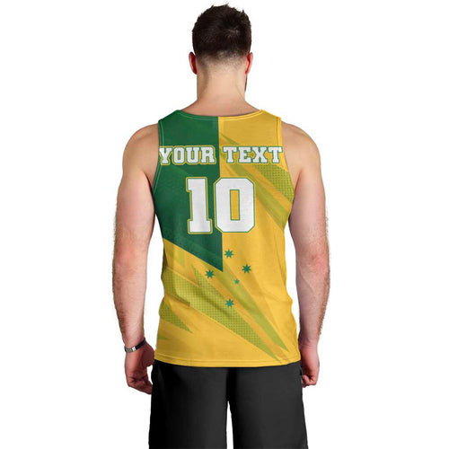 Personalized Australian Jackaroo Lawn Bowls Men Tank Top Kangaroo Bowler Green Yellow National Spirit Mascot Art