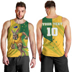 Personalized Australian Jackaroo Lawn Bowls Men Tank Top Kangaroo Bowler Green Yellow National Spirit Mascot Art