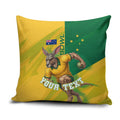 Personalized Australian Jackaroo Lawn Bowls Pillow Cover Kangaroo Bowler Green Yellow National Spirit Mascot Art