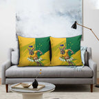 Personalized Australian Jackaroo Lawn Bowls Pillow Cover Kangaroo Bowler Green Yellow National Spirit Mascot Art