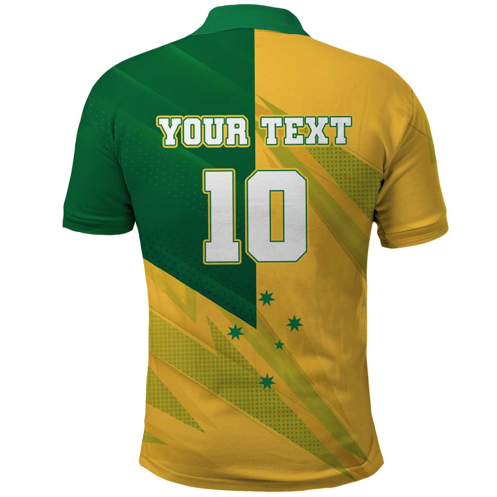 Personalized Australian Jackaroo Lawn Bowls Polo Shirt Kangaroo Bowler Green Yellow National Spirit Mascot Art
