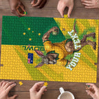 Personalized Australian Jackaroo Lawn Bowls Puzzle Kangaroo Bowler Green Yellow National Spirit Mascot Art