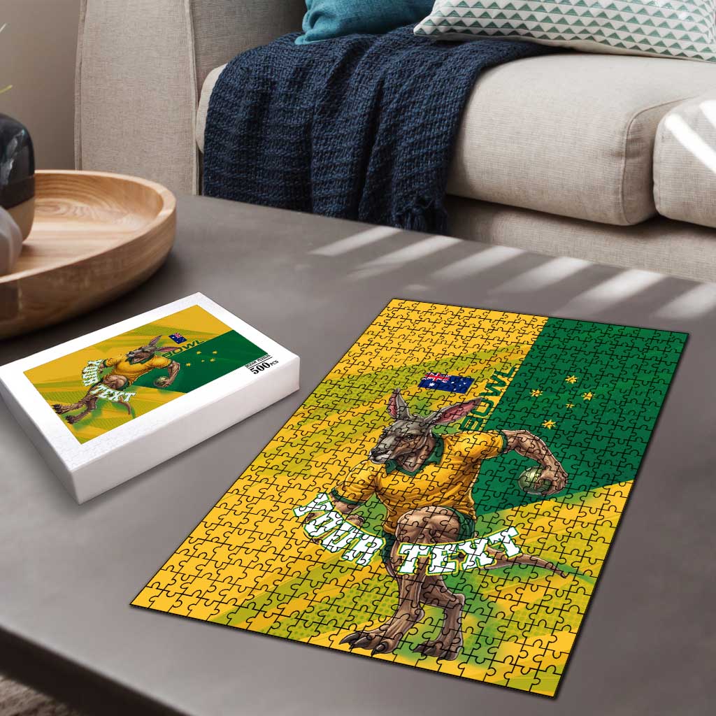 Personalized Australian Jackaroo Lawn Bowls Puzzle Kangaroo Bowler Green Yellow National Spirit Mascot Art