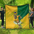 Personalized Australian Jackaroo Lawn Bowls Quilt Kangaroo Bowler Green Yellow National Spirit Mascot Art