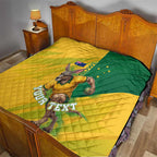 Personalized Australian Jackaroo Lawn Bowls Quilt Kangaroo Bowler Green Yellow National Spirit Mascot Art