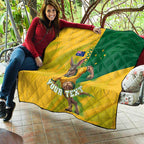 Personalized Australian Jackaroo Lawn Bowls Quilt Kangaroo Bowler Green Yellow National Spirit Mascot Art
