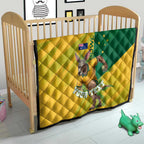 Personalized Australian Jackaroo Lawn Bowls Quilt Kangaroo Bowler Green Yellow National Spirit Mascot Art