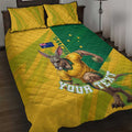 Personalized Australian Jackaroo Lawn Bowls Quilt Bed Set Kangaroo Bowler Green Yellow National Spirit Mascot Art