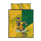 Personalized Australian Jackaroo Lawn Bowls Quilt Bed Set Kangaroo Bowler Green Yellow National Spirit Mascot Art