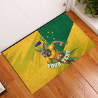 Personalized Australian Jackaroo Lawn Bowls Rubber Doormat Kangaroo Bowler Green Yellow National Spirit Mascot Art