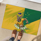 Personalized Australian Jackaroo Lawn Bowls Rubber Doormat Kangaroo Bowler Green Yellow National Spirit Mascot Art