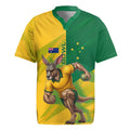 Personalized Australian Jackaroo Lawn Bowls Rugby Jersey Kangaroo Bowler Green Yellow National Spirit Mascot Art