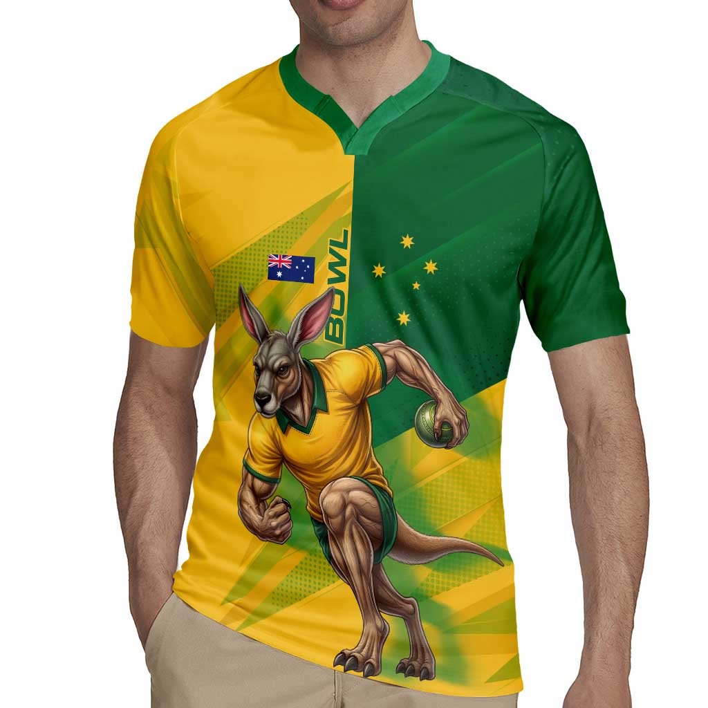 Personalized Australian Jackaroo Lawn Bowls Rugby Jersey Kangaroo Bowler Green Yellow National Spirit Mascot Art