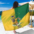 Personalized Australian Jackaroo Lawn Bowls Sarong Kangaroo Bowler Green Yellow National Spirit Mascot Art