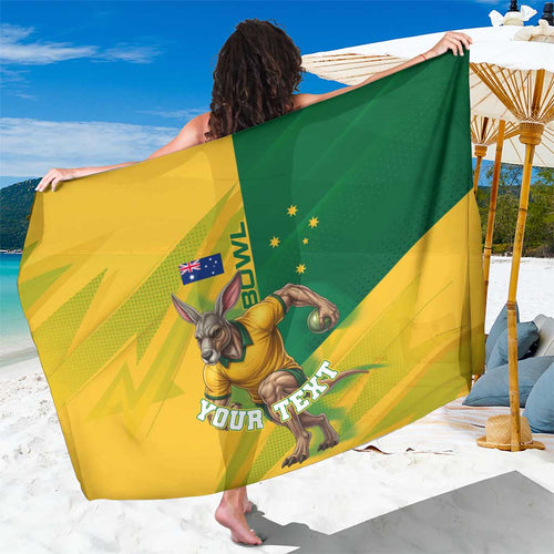 Personalized Australian Jackaroo Lawn Bowls Sarong Kangaroo Bowler Green Yellow National Spirit Mascot Art