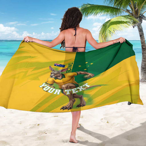 Personalized Australian Jackaroo Lawn Bowls Sarong Kangaroo Bowler Green Yellow National Spirit Mascot Art