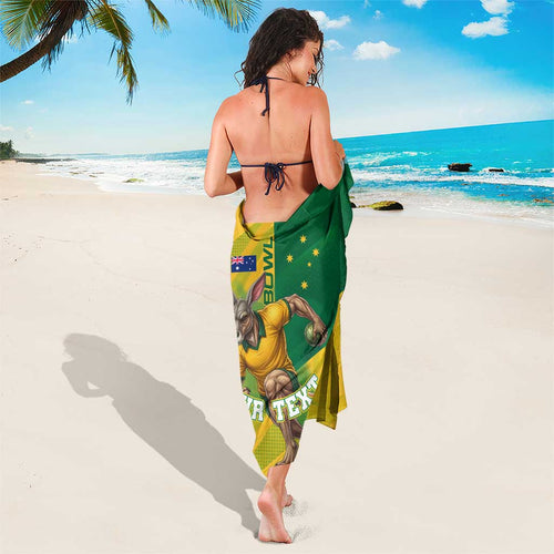 Personalized Australian Jackaroo Lawn Bowls Sarong Kangaroo Bowler Green Yellow National Spirit Mascot Art