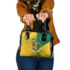Personalized Australian Jackaroo Lawn Bowls Shoulder Handbag Kangaroo Bowler Green Yellow National Spirit Mascot Art