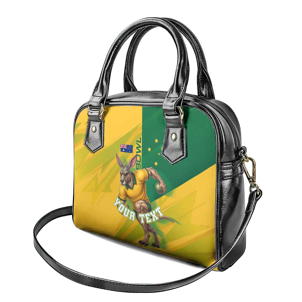 Personalized Australian Jackaroo Lawn Bowls Shoulder Handbag Kangaroo Bowler Green Yellow National Spirit Mascot Art