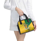 Personalized Australian Jackaroo Lawn Bowls Shoulder Handbag Kangaroo Bowler Green Yellow National Spirit Mascot Art