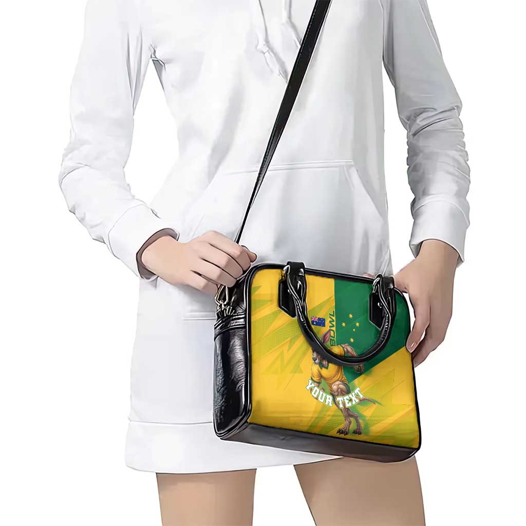 Personalized Australian Jackaroo Lawn Bowls Shoulder Handbag Kangaroo Bowler Green Yellow National Spirit Mascot Art