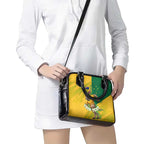 Personalized Australian Jackaroo Lawn Bowls Shoulder Handbag Kangaroo Bowler Green Yellow National Spirit Mascot Art