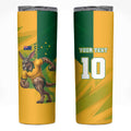 Personalized Australian Jackaroo Lawn Bowls Skinny Tumbler Kangaroo Bowler Green Yellow National Spirit Mascot Art