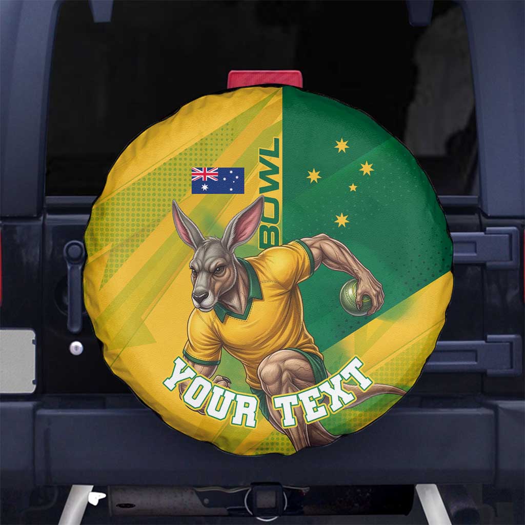 Personalized Australian Jackaroo Lawn Bowls Spare Tire Cover Kangaroo Bowler Green Yellow National Spirit Mascot Art