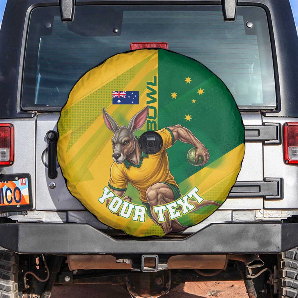Personalized Australian Jackaroo Lawn Bowls Spare Tire Cover Kangaroo Bowler Green Yellow National Spirit Mascot Art