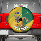 Personalized Australian Jackaroo Lawn Bowls Spare Tire Cover Kangaroo Bowler Green Yellow National Spirit Mascot Art