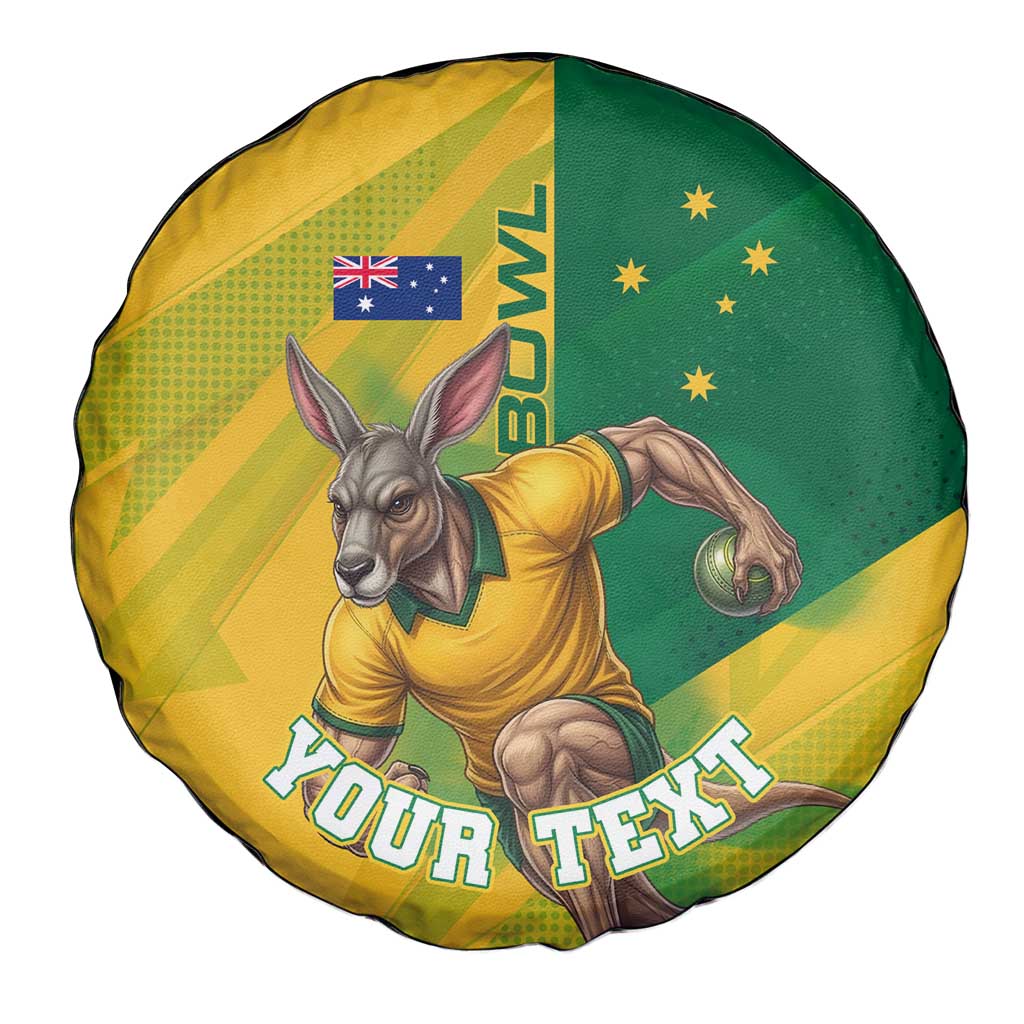 Personalized Australian Jackaroo Lawn Bowls Spare Tire Cover Kangaroo Bowler Green Yellow National Spirit Mascot Art