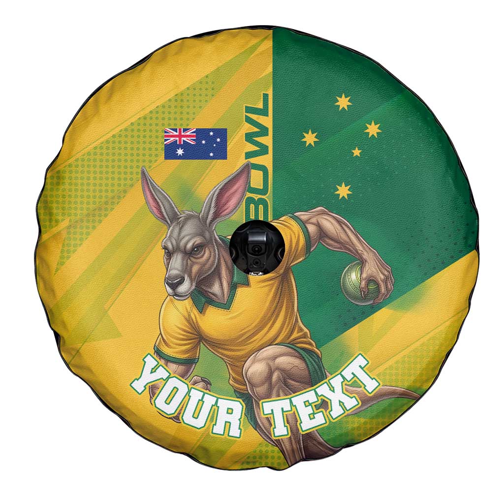 Personalized Australian Jackaroo Lawn Bowls Spare Tire Cover Kangaroo Bowler Green Yellow National Spirit Mascot Art