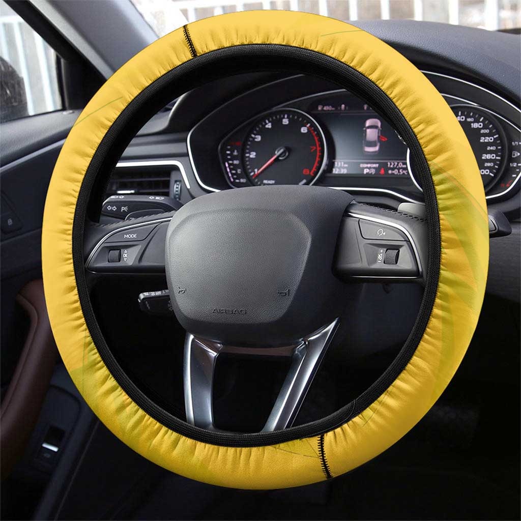 Australian Jackaroo Lawn Bowls Steering Wheel Cover Kangaroo Bowler Green Yellow National Spirit Mascot Art