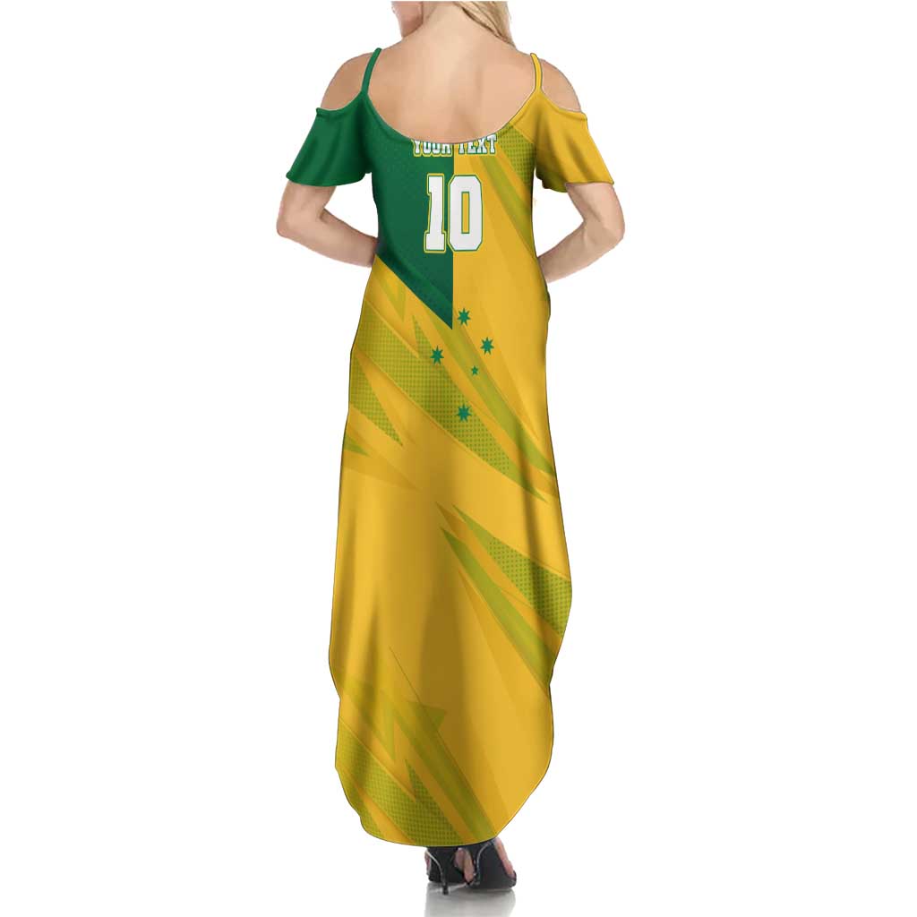 Personalized Australian Jackaroo Lawn Bowls Summer Maxi Dress Kangaroo Bowler Green Yellow National Spirit Mascot Art