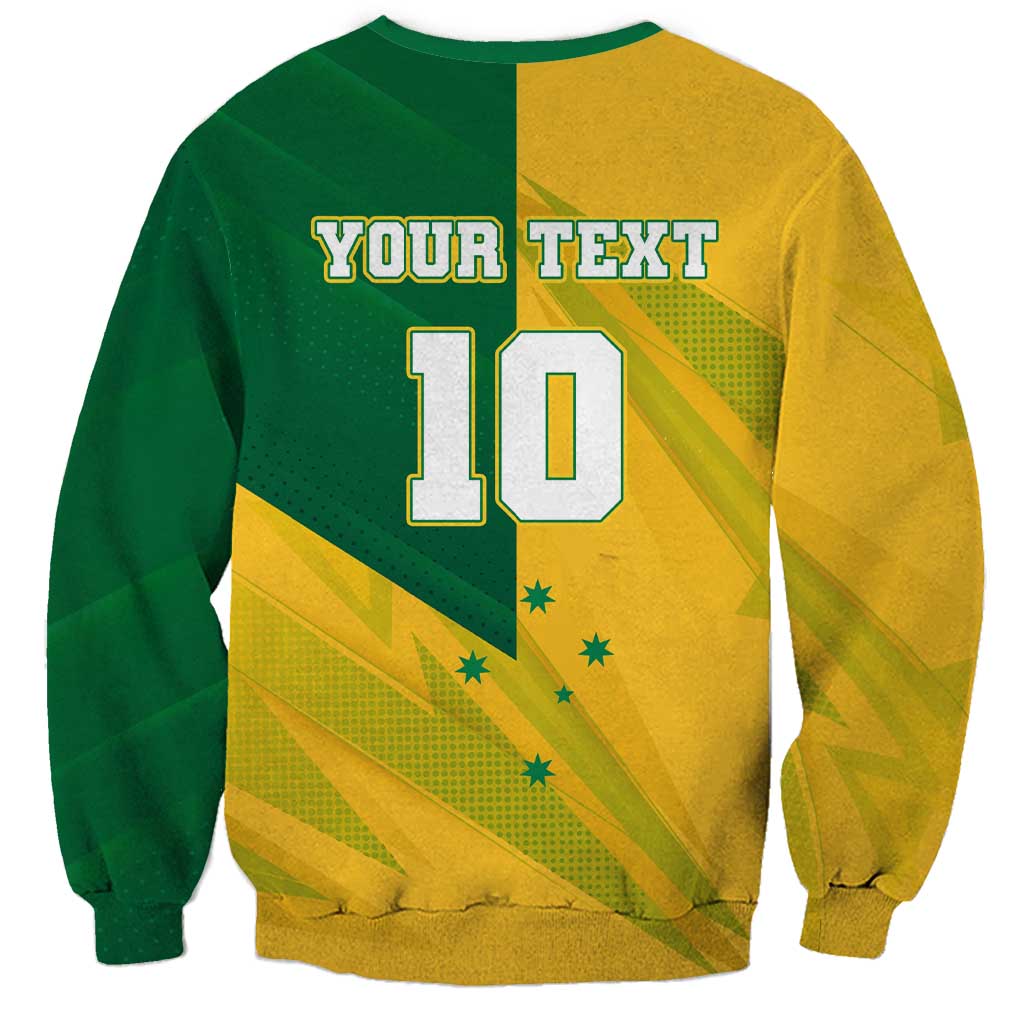 Personalized Australian Jackaroo Lawn Bowls Sweatshirt Kangaroo Bowler Green Yellow National Spirit Mascot Art
